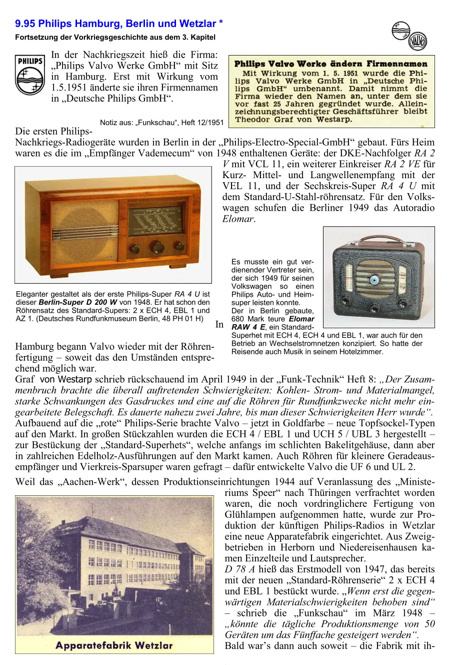 Philips Radiochronik Radiogeschichte Radiotechnik