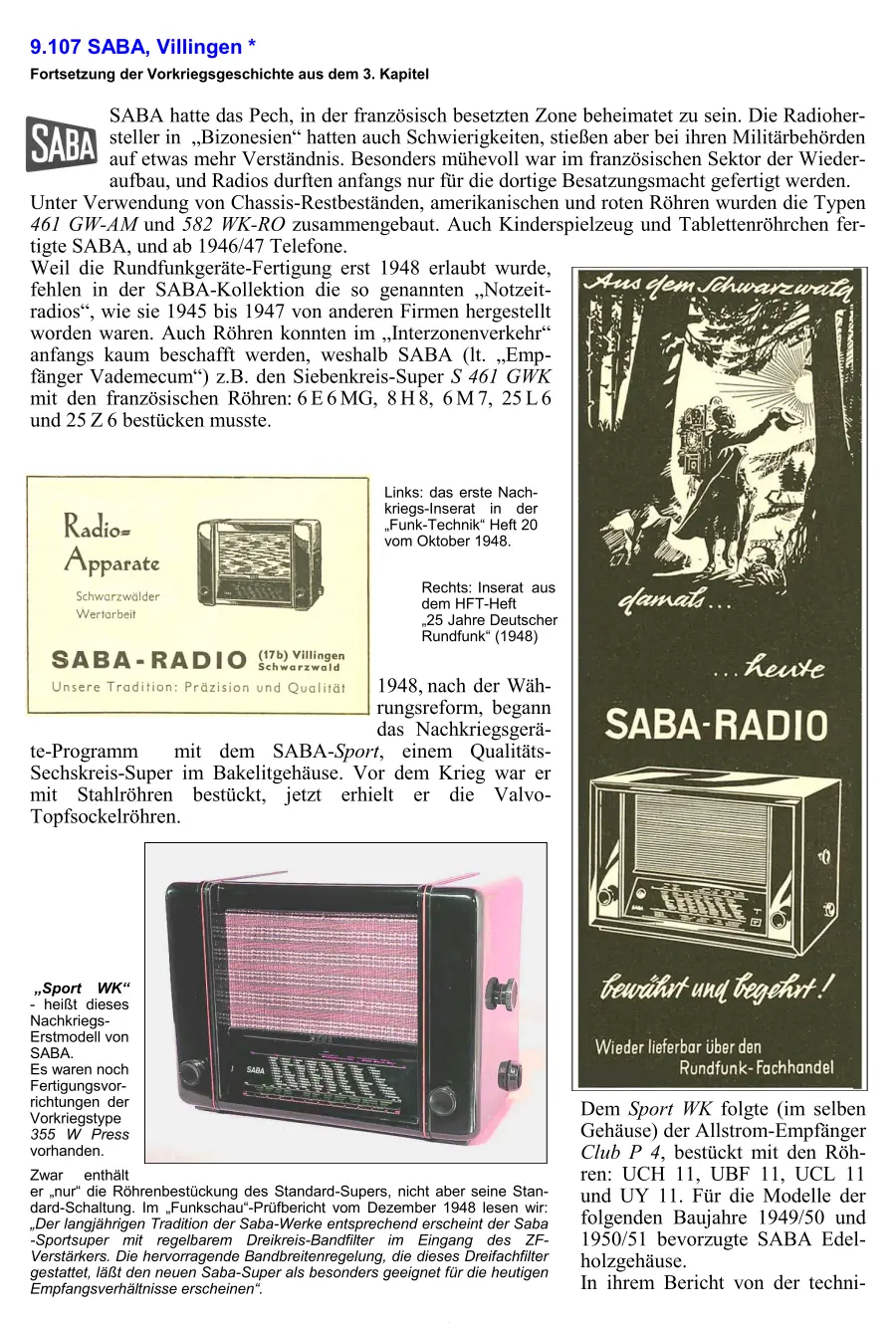 SABA Radiochronik Radiogeschichte Radiotechnik