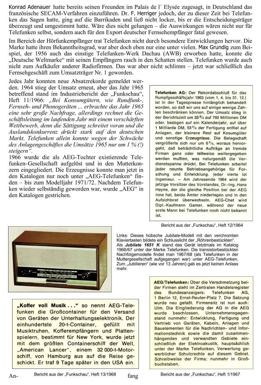 Telefunken Radiochronik Radiogeschichte Radiotechnik